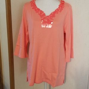 T9 - Coral sequins tunic